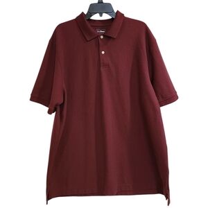 LL Bean Men XXL Tall Traditional Fit Short Sleeve Polo Shirt Maroon 100% Cotton